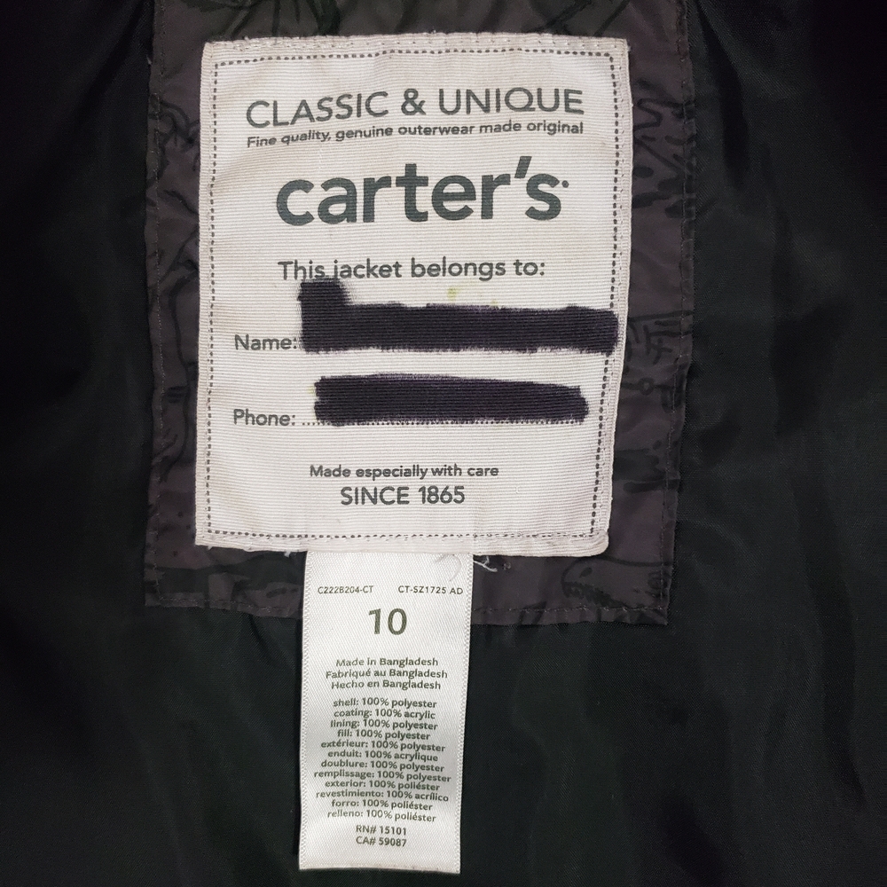 Carter's Black Patterned Puffer Jacket - Picture 3 of 5